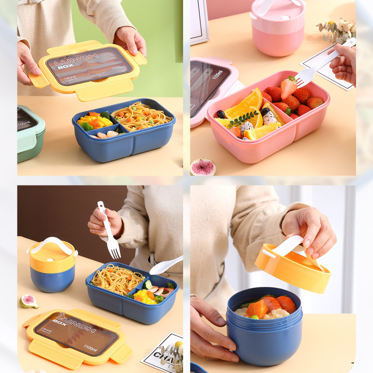Single-Layer Lunch Box with Bottle – Great for Work & Meal Prep 6