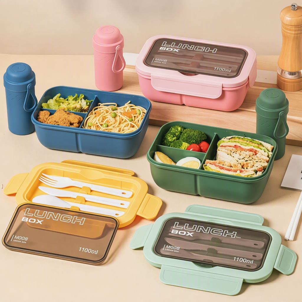 Single-Layer Lunch Box with Bottle – Great for Work & Meal Prep 1
