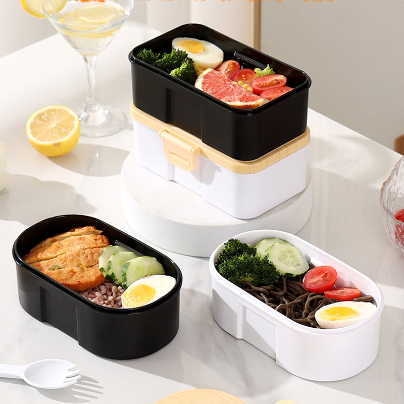 Japanese-Style Lunch Box Set – Natural Wood Grain Design 2