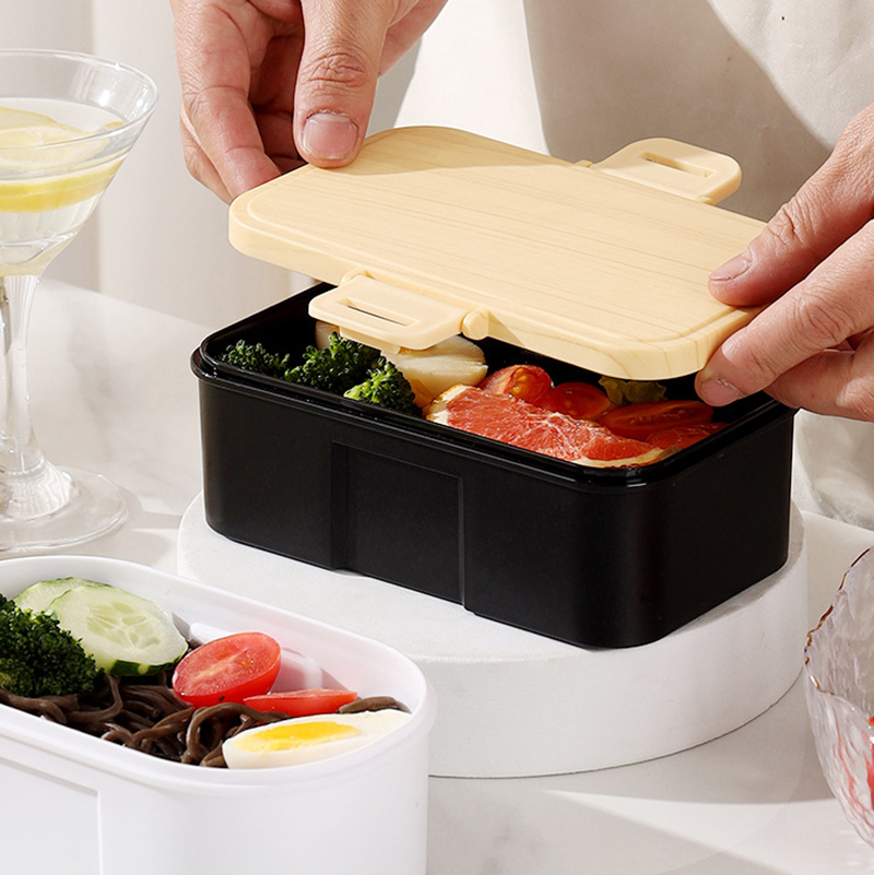 Japanese-Style Lunch Box Set – Natural Wood Grain Design 4