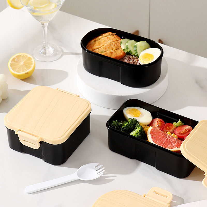 Japanese-Style Lunch Box Set – Natural Wood Grain Design 3