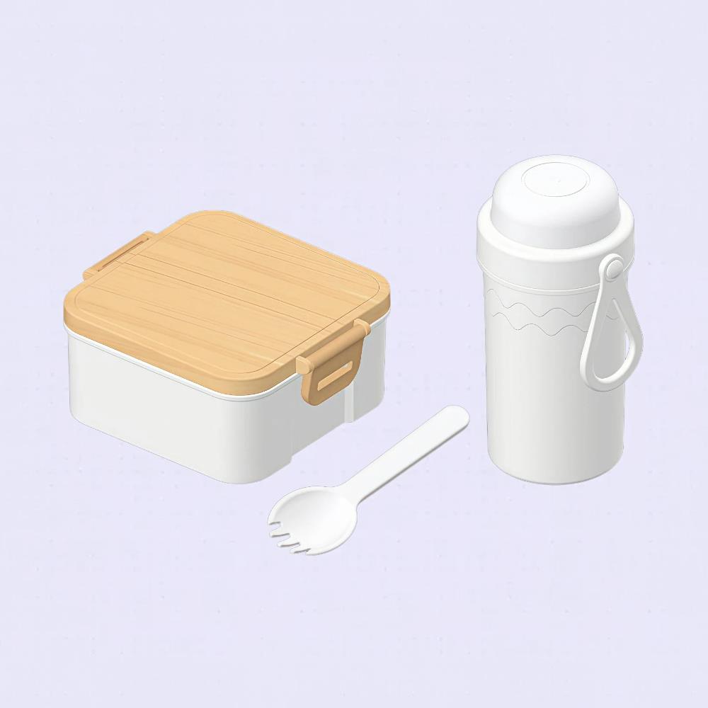 Japanese-Style Lunch Box Set – Natural Wood Grain Design 11