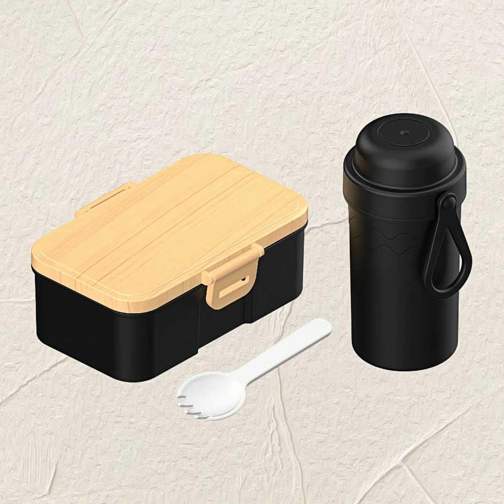 Japanese-Style Lunch Box Set – Natural Wood Grain Design 8