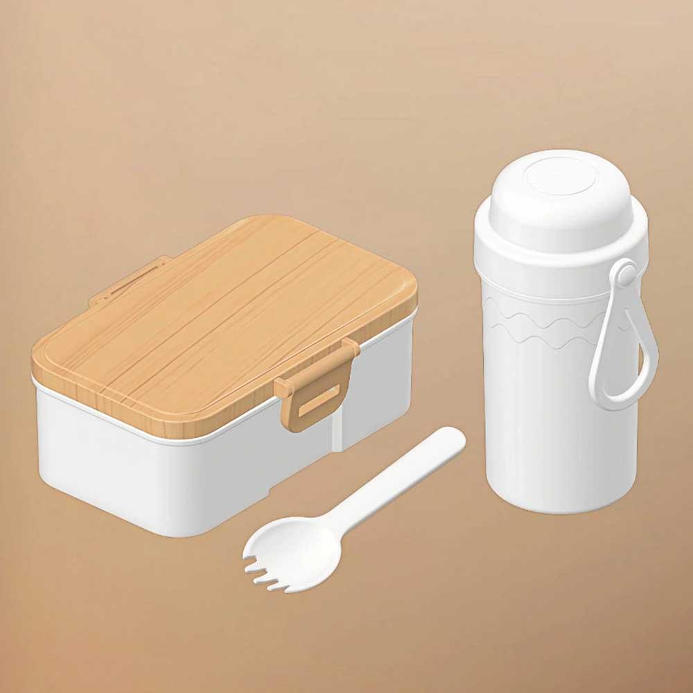 Japanese-Style Lunch Box Set – Natural Wood Grain Design 9