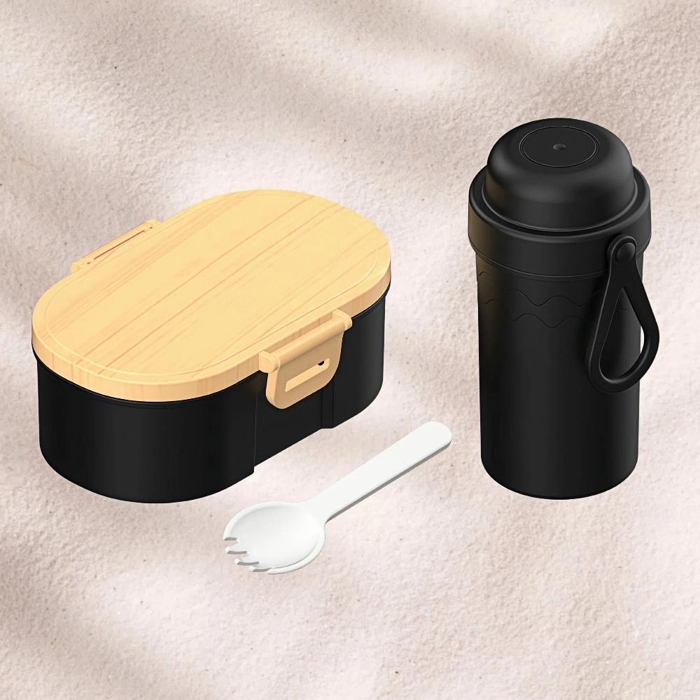 Japanese-Style Lunch Box Set – Natural Wood Grain Design 6