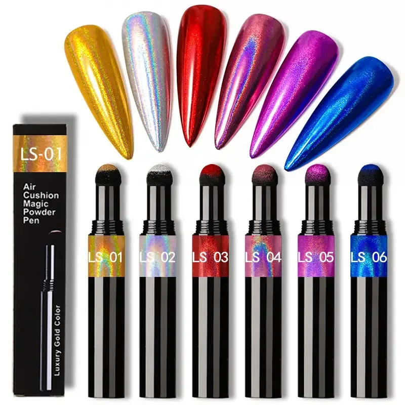 6-Color Holographic Nail Powder for Manicure Pen and Mirror Application 1