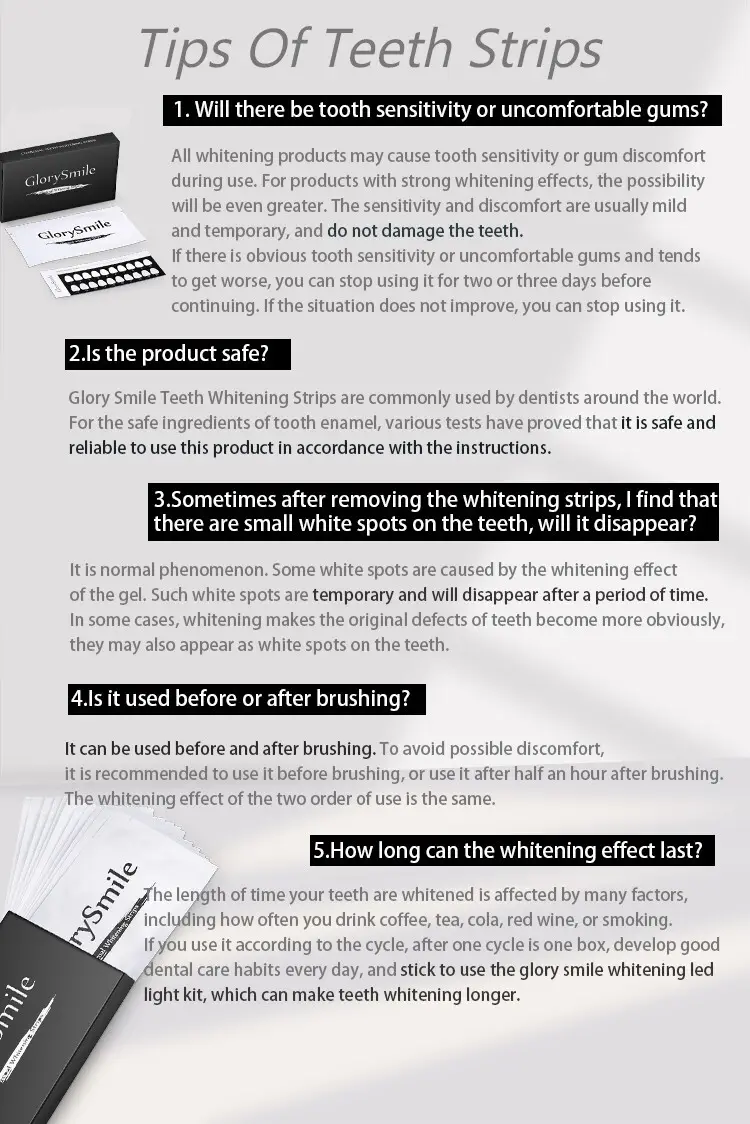 GlorySmile Custom high quality professional effects whitestrips for business for teeth 6