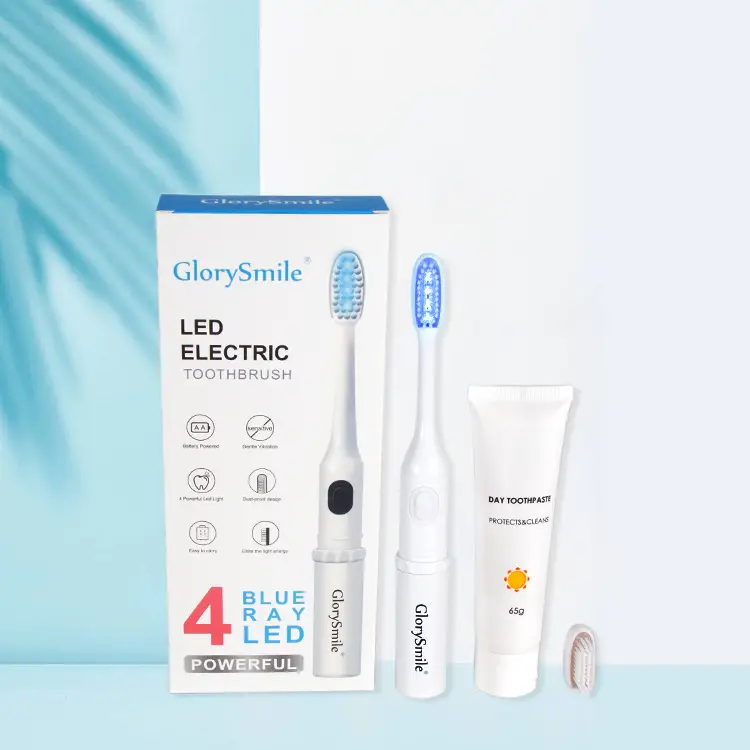 OEM Battery Power Toothbrush Home Soft DuPont Bristle Organic Daily Cleaning Cold Blue Light Waterproof 1
