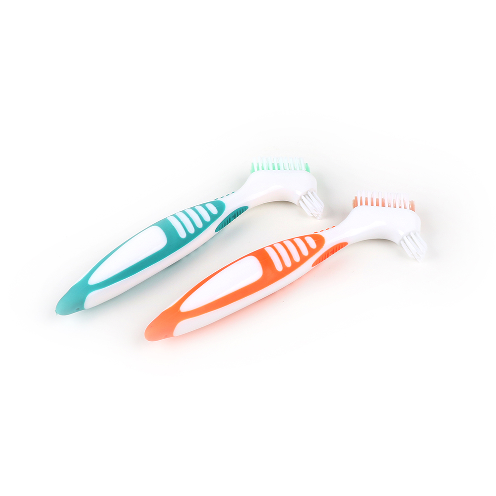 Denture Cleaning Brush Plastic Double Head Hard Nylon Bristle Brush 5