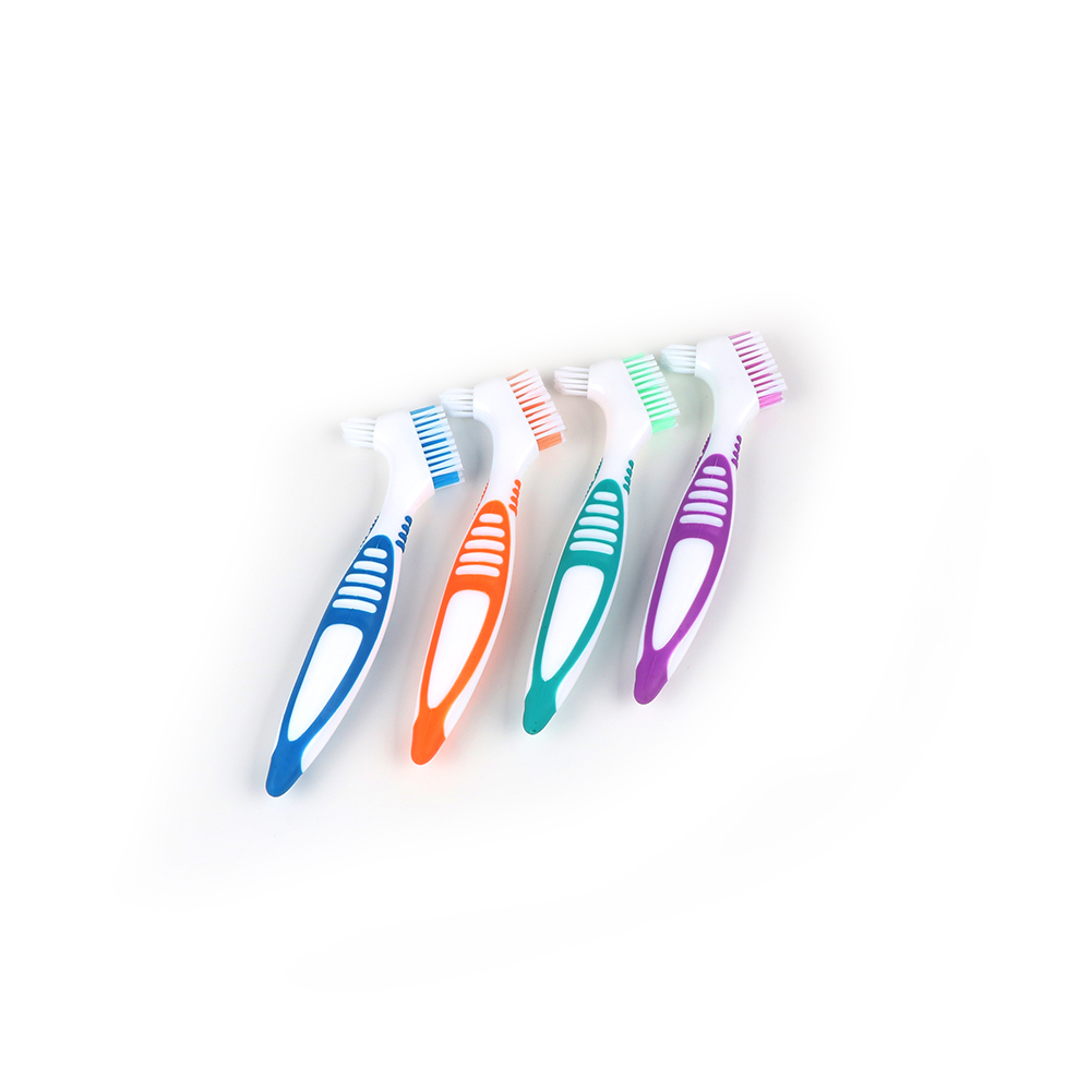 Denture Cleaning Brush Plastic Double Head Hard Nylon Bristle Brush 2