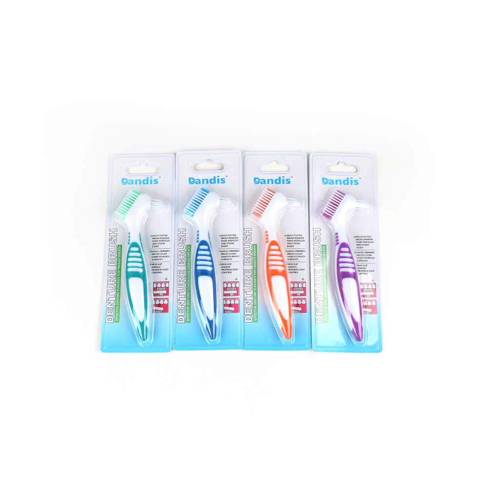 Denture Cleaning Brush Plastic Double Head Hard Nylon Bristle Brush 3