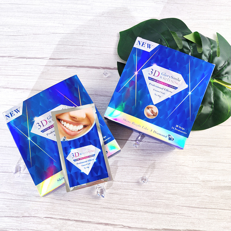 3D 6HP enamel safe non-slip  Dry Teeth Whitening Strips 6