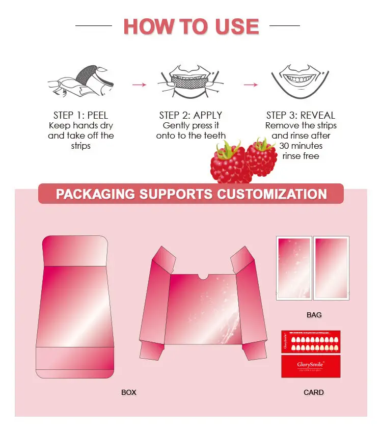 Custom professional whitening strips company for home usage 5