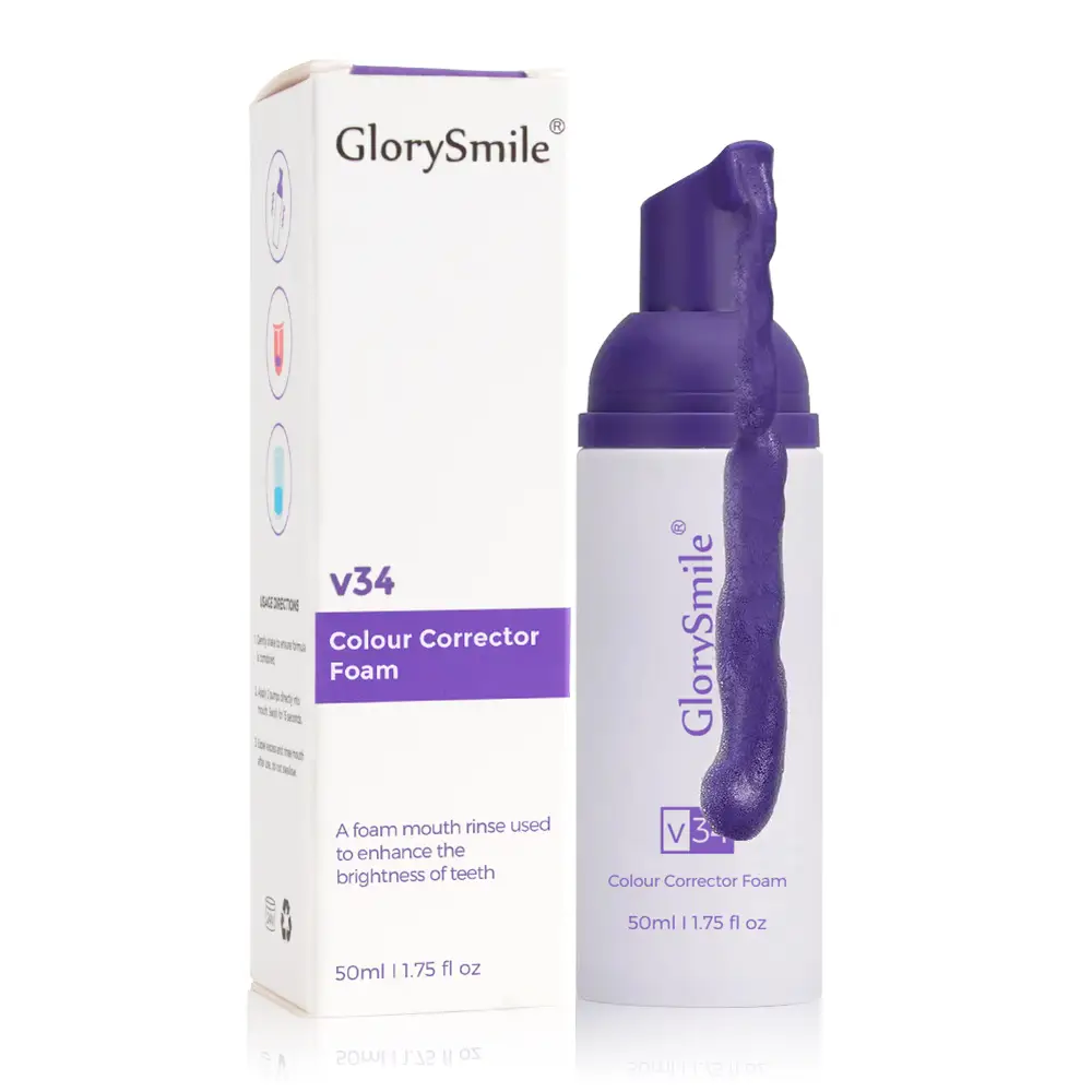 Glorysmile V34 Colour Corrector Teeth Whitening Foam Fluoride Free Toothpaste private logo 1