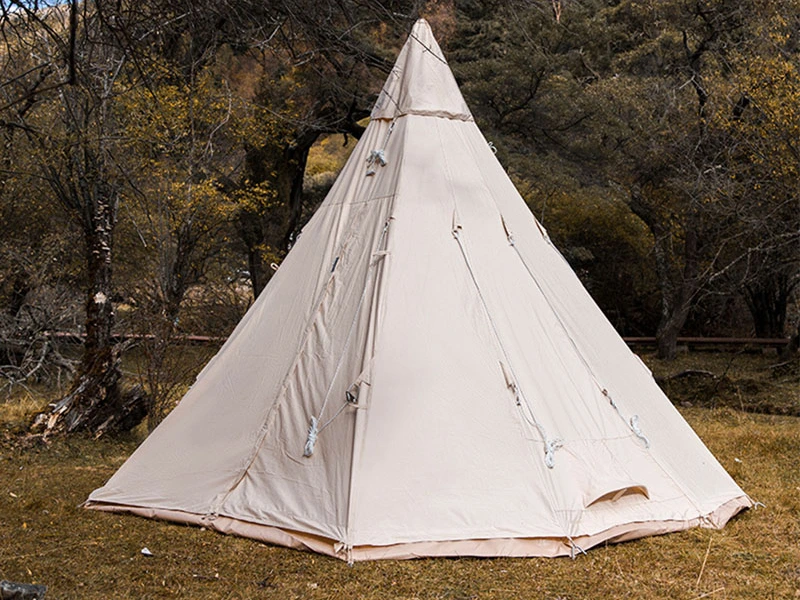 Canvas Teepee Tent with Stove Jack Family Camping Spacious Durable Outdoor Shelter 1