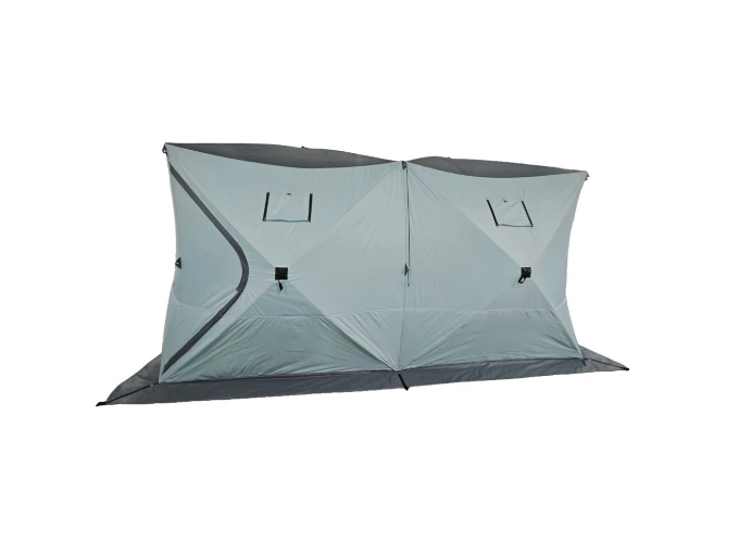 Beige Gray BD-20 6-8 Person Twin-Room Ice Tent 250D Flame-Resistant 120g Insulated 1