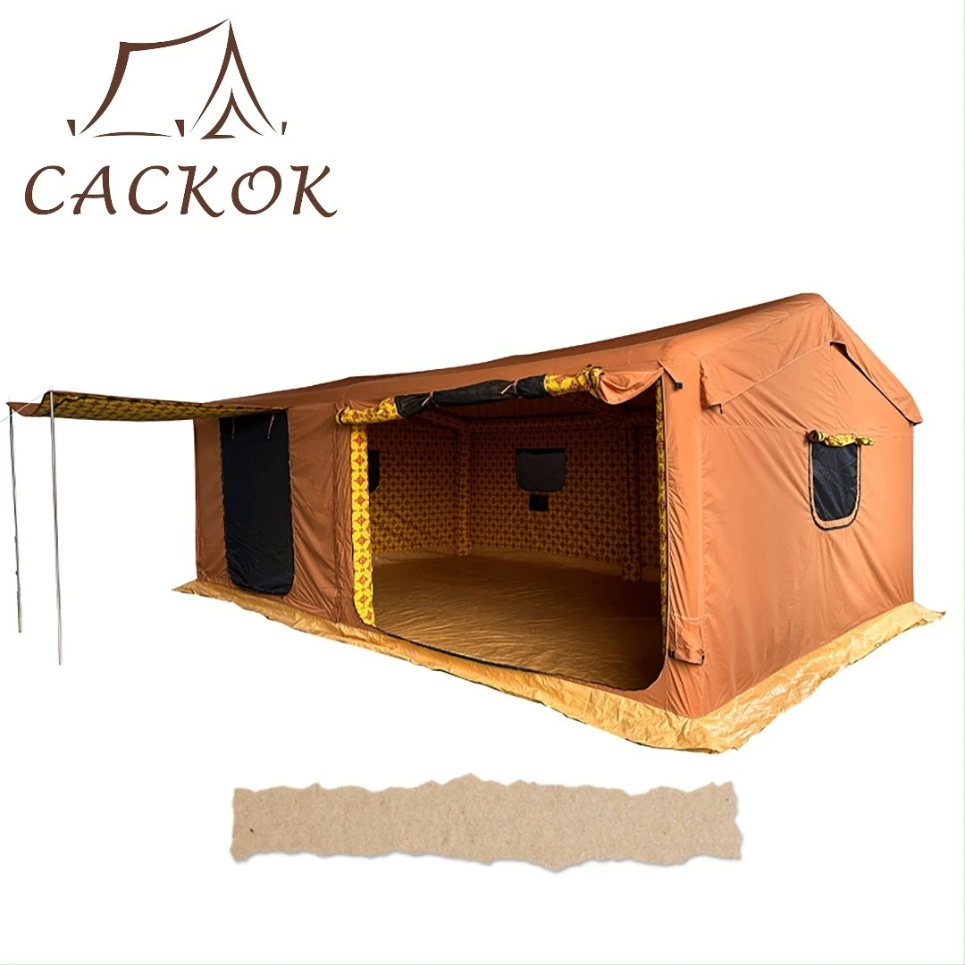 Air Tent with Hand Pump 420D Oxford 2 Rooms 12-16P Big Doors Mesh Windows 1