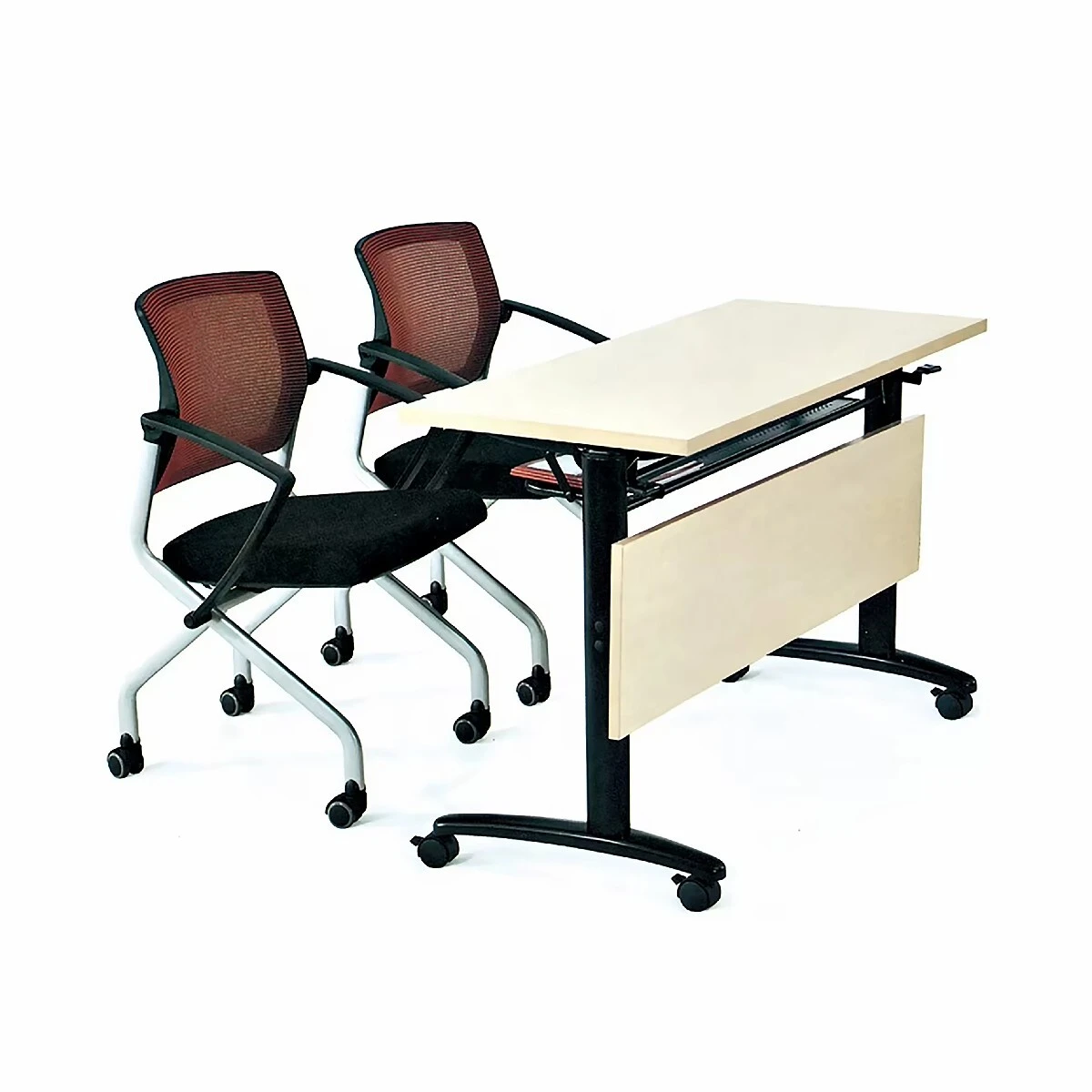 Table et chaise de bureau pliante en bois, bureau de discussion avec ensemble de chaises, tables et chaises de salle de formation SF-08F 1