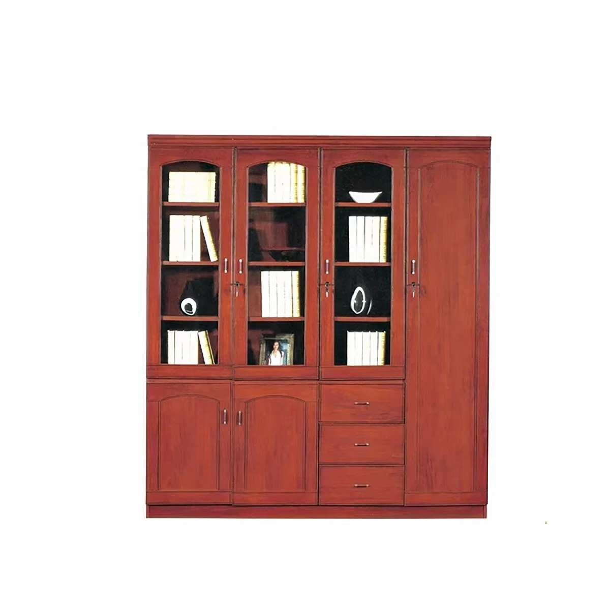 Office building living room furniture wood grain filing cabinet with lock glass door file cabinet FC-08 1
