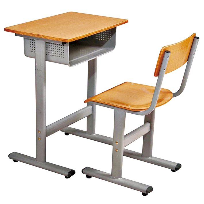 Meubles d'école Table de bureau d'étudiant célibataire en bois avec chaise pour classe préscolaire 1