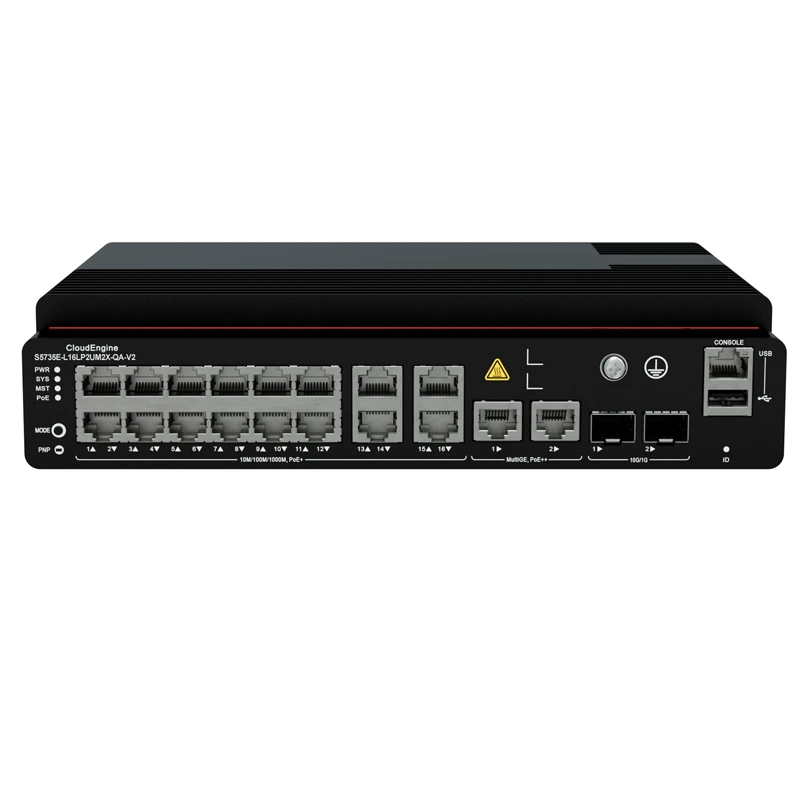 S5735E-L16LP2UM2X-QA-V2 POE التبديل مع 2*10GE SFP+ POE+ منافذ 1