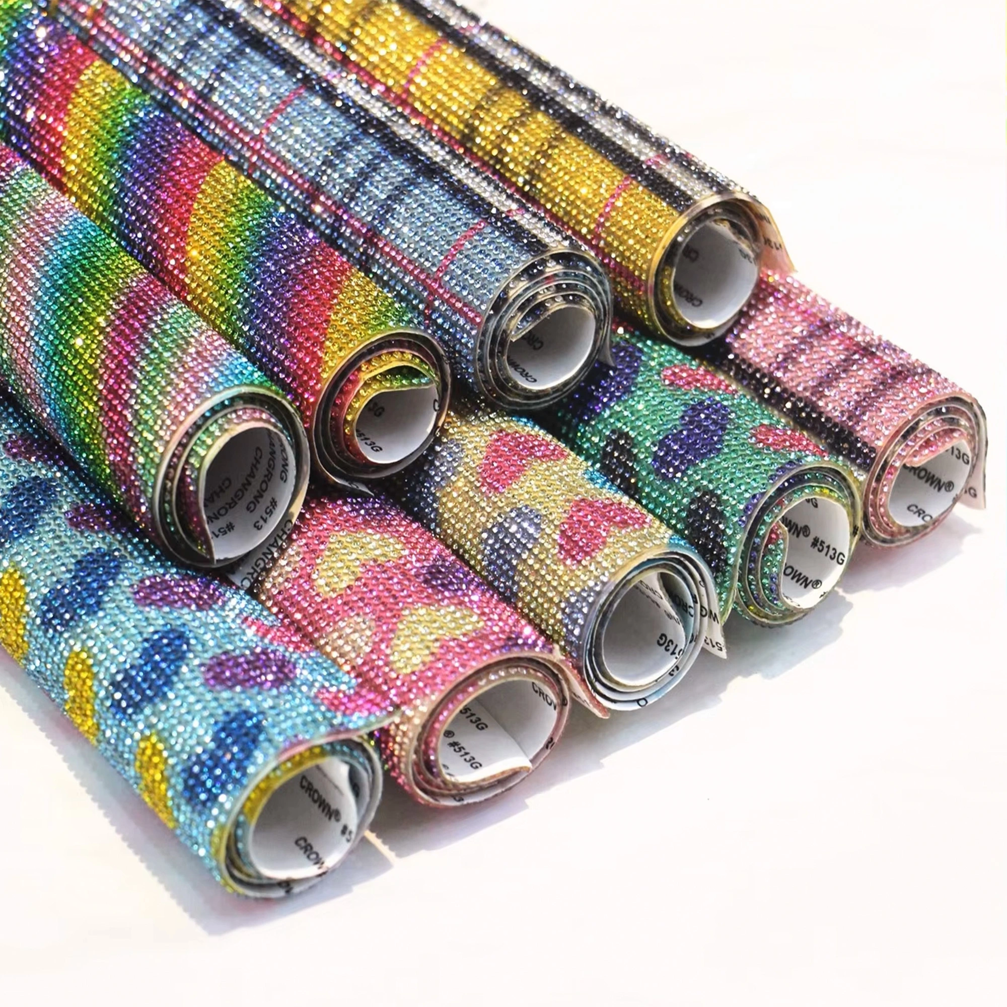 Wholesale colorful hot fix rhinestone self-adhesive trimming 24*40cm each sheet sizes 1