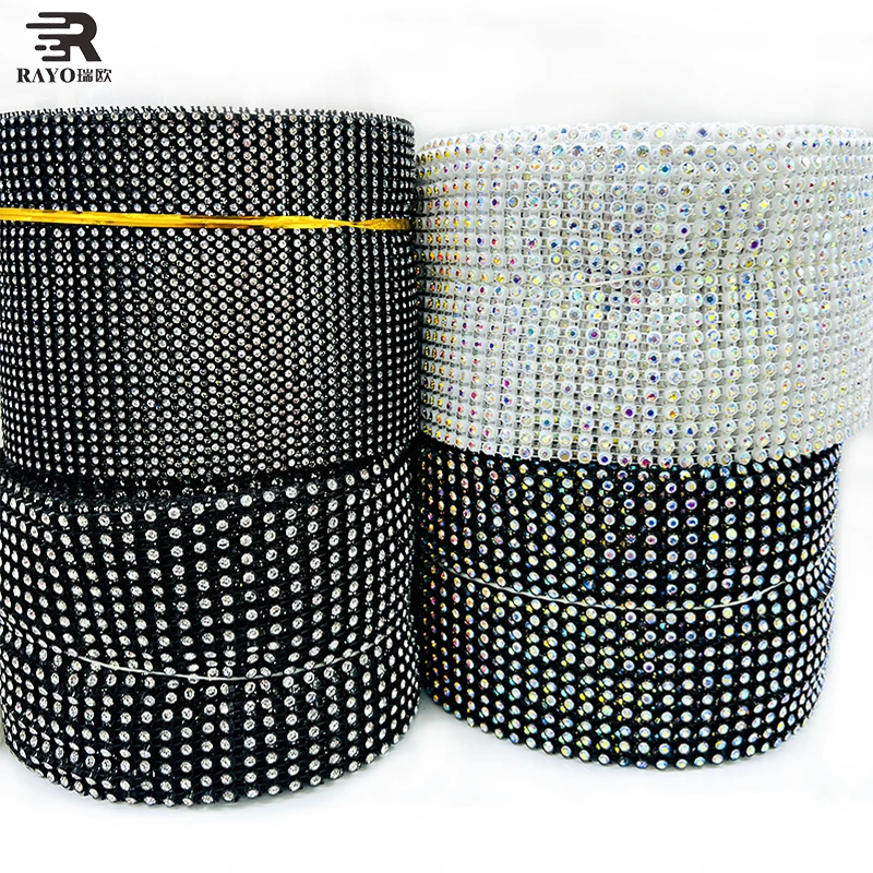JP STRASS 24 rows elastic style mesh trimming base White/Black/Transparent color for decoration 1