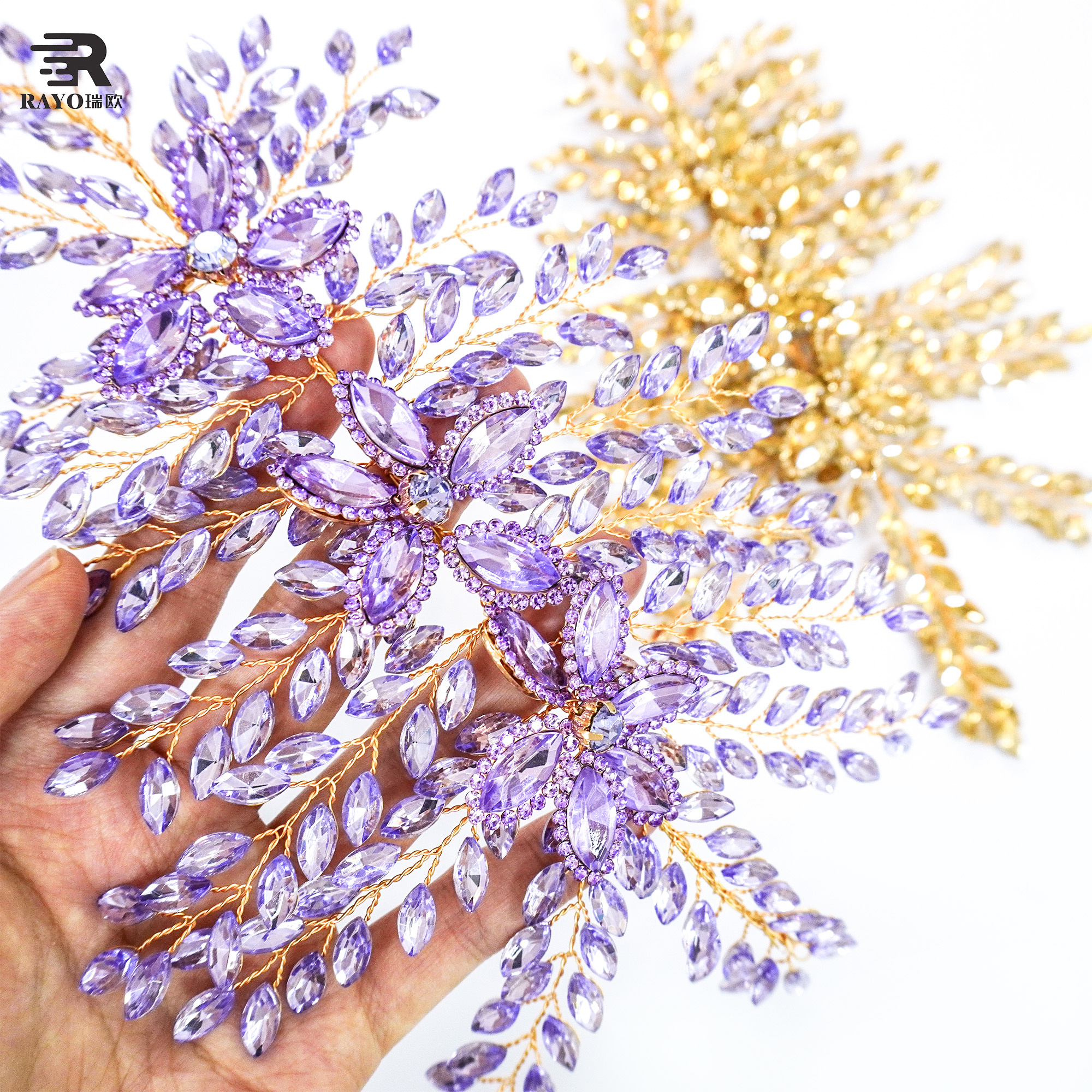 Wholesale 3D Leaves Appliques Luxurious Diamond Patches for Wedding Dress Decoration 7