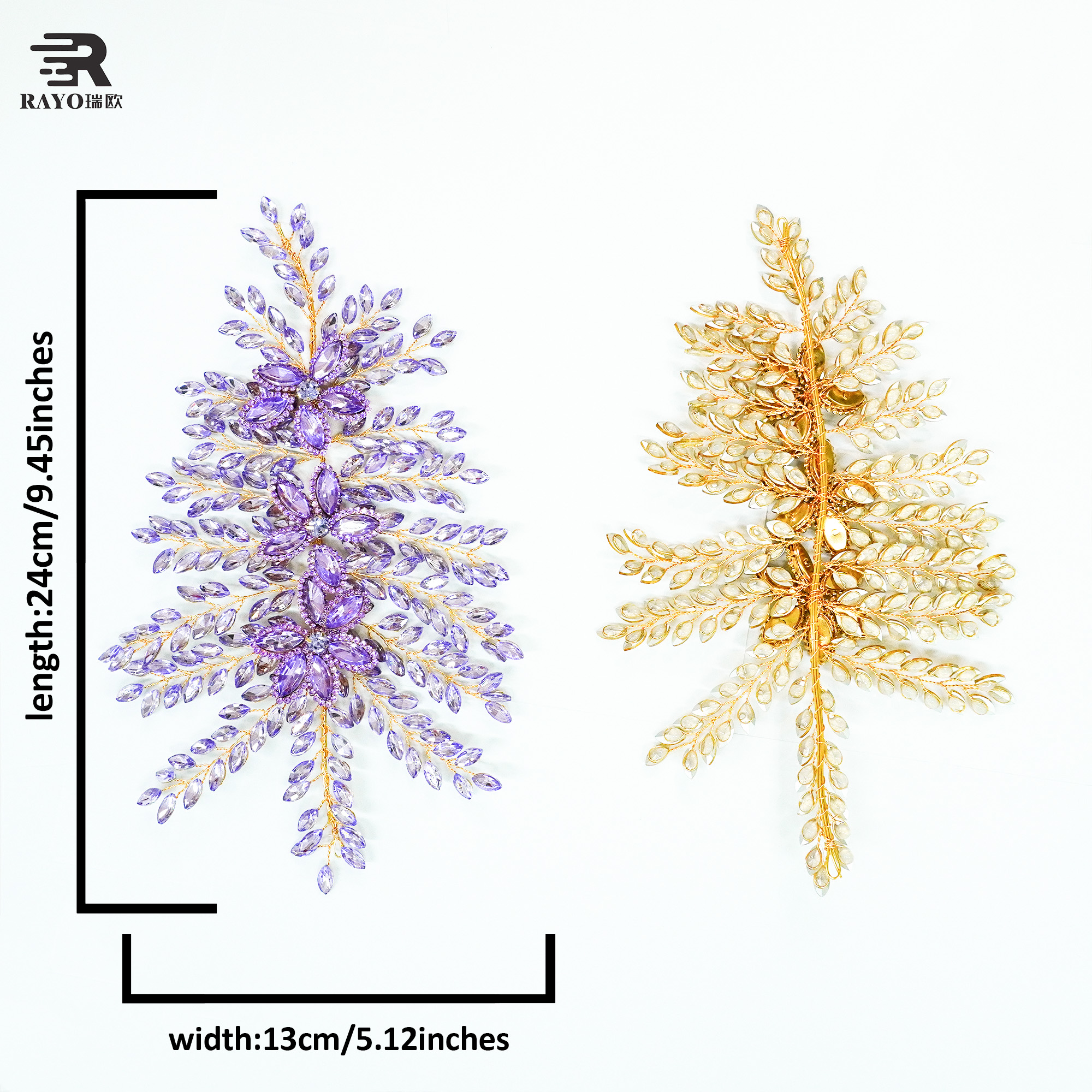 Wholesale 3D Leaves Appliques Luxurious Diamond Patches for Wedding Dress Decoration 5