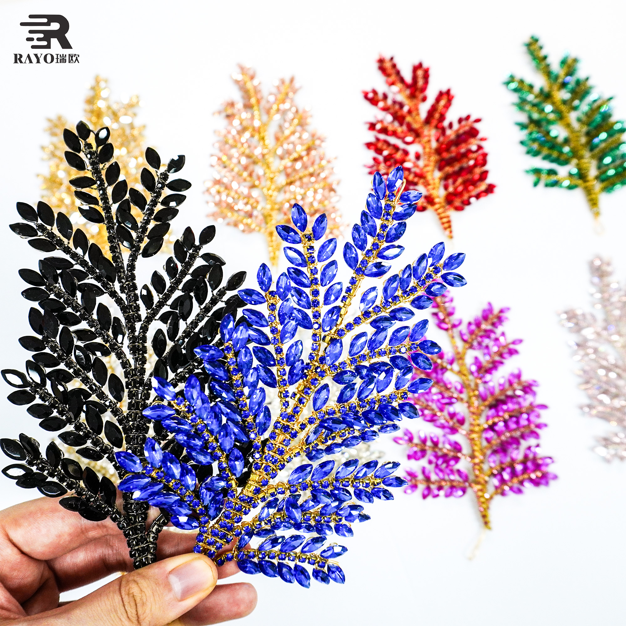 Crystal Applique Flower Design Decorate Rhinestone Applique for Head Accessories Wedding Dress and Evening Dress 6