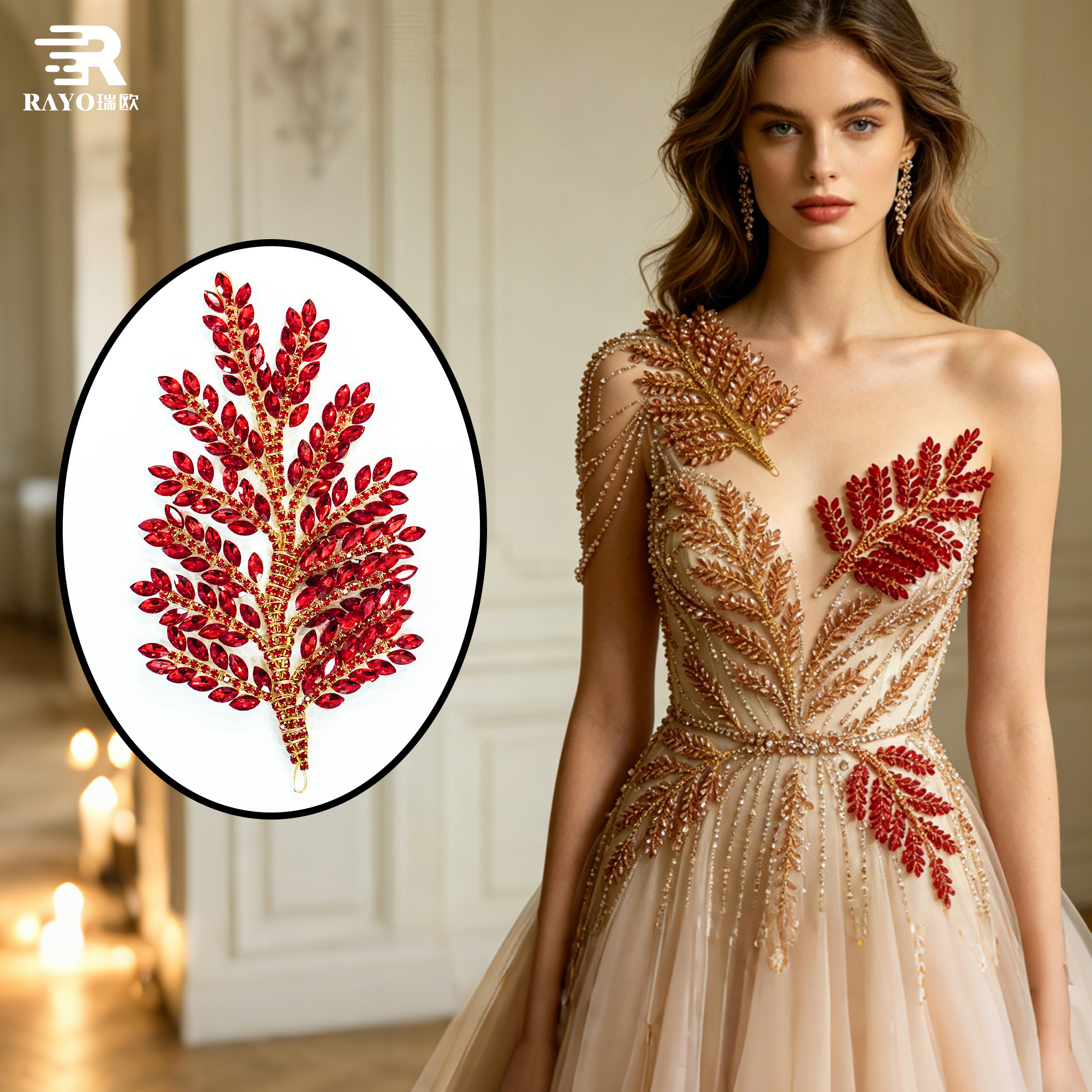 Crystal Applique Flower Design Decorate Rhinestone Applique for Head Accessories Wedding Dress and Evening Dress 7