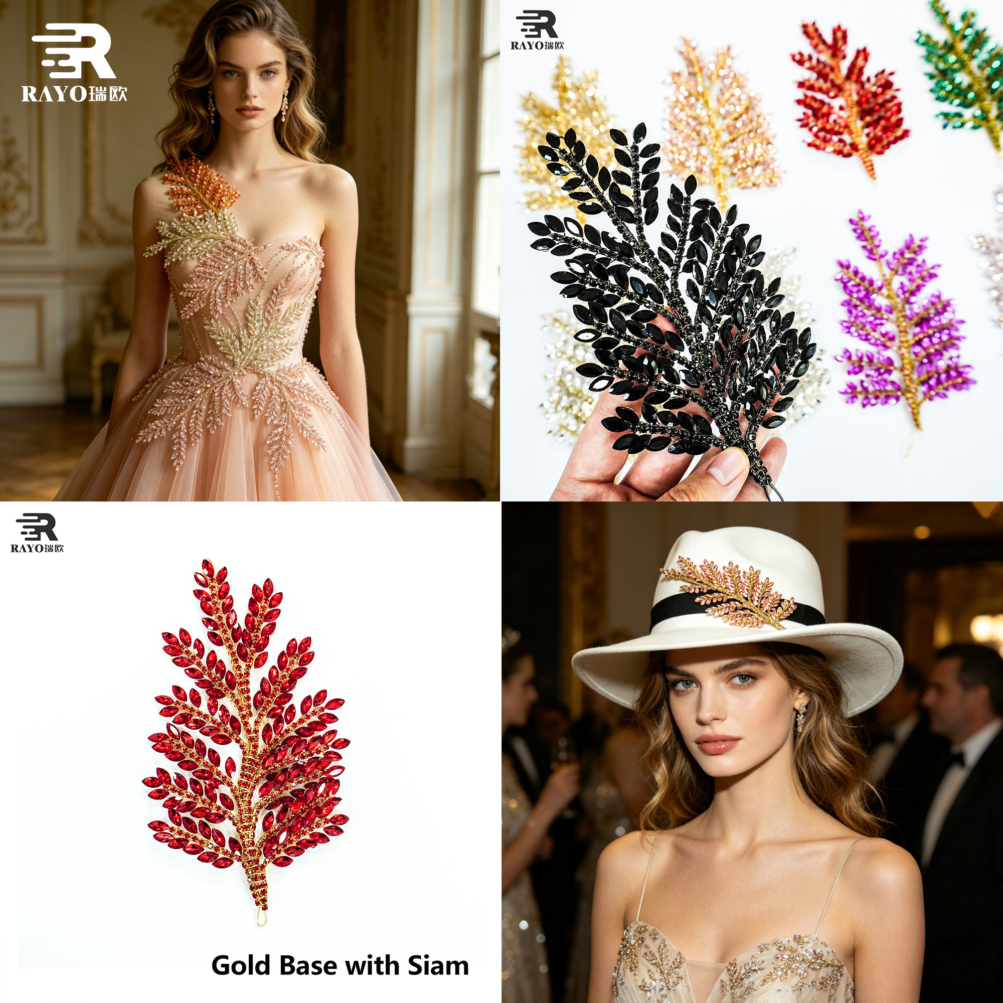 Crystal Applique Flower Design Decorate Rhinestone Applique for Head Accessories Wedding Dress and Evening Dress 1