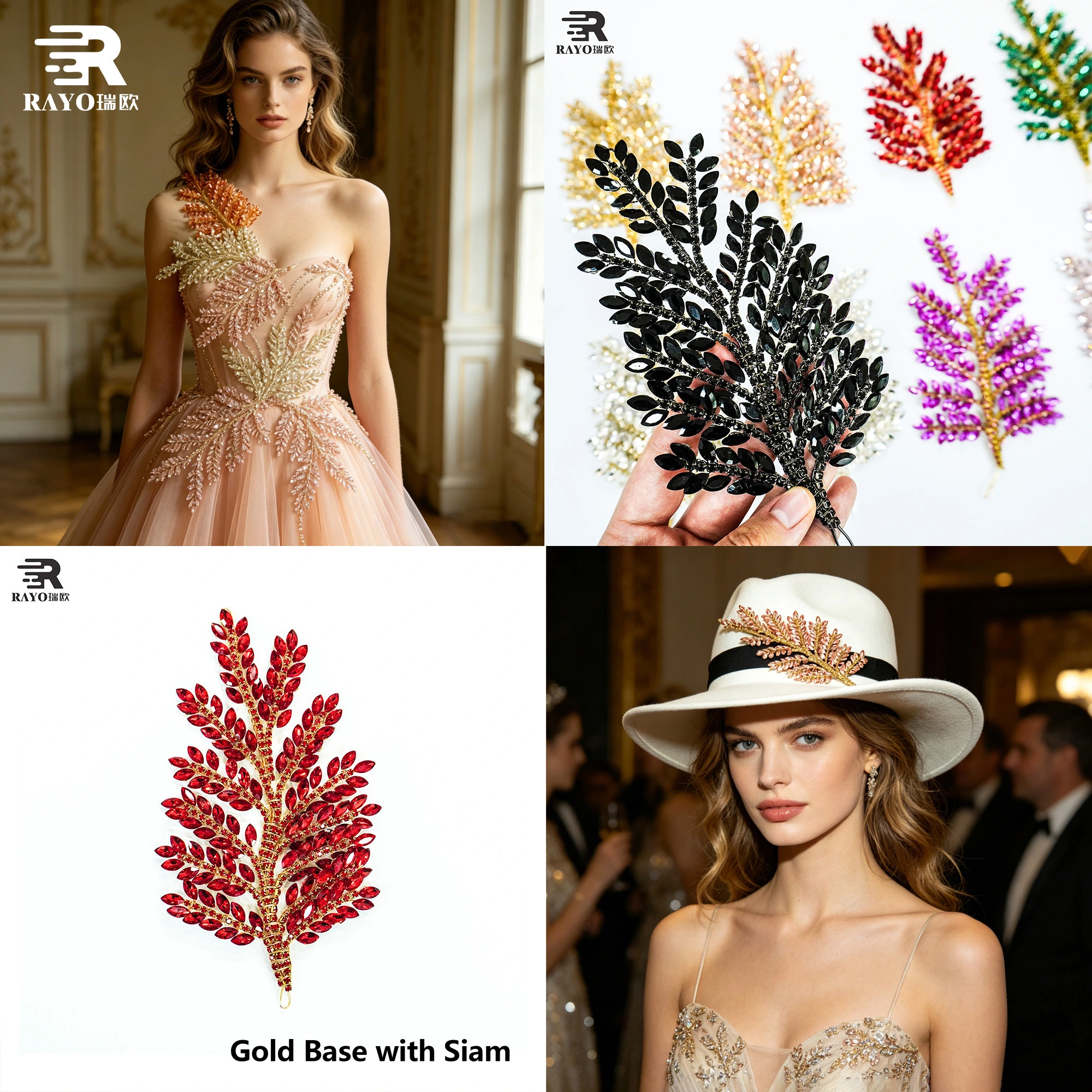 Crystal Applique Flower Design Decorate Rhinestone Applique for Head Accessories Wedding Dress and Evening Dress 1