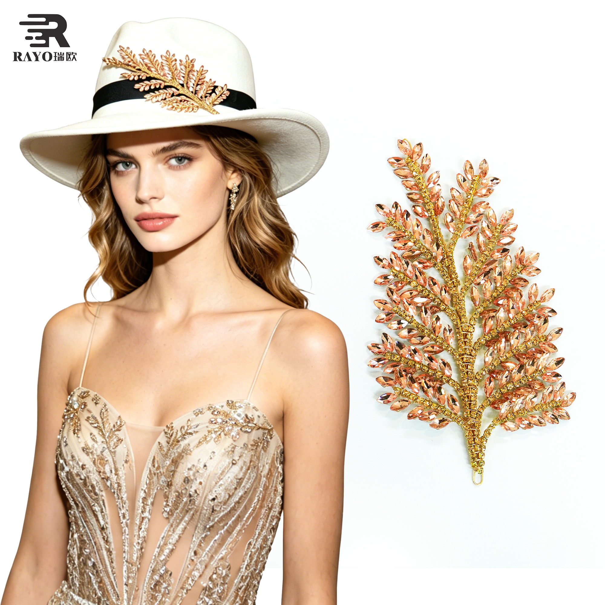 Crystal Applique Flower Design Decorate Rhinestone Applique for Head Accessories Wedding Dress and Evening Dress 8