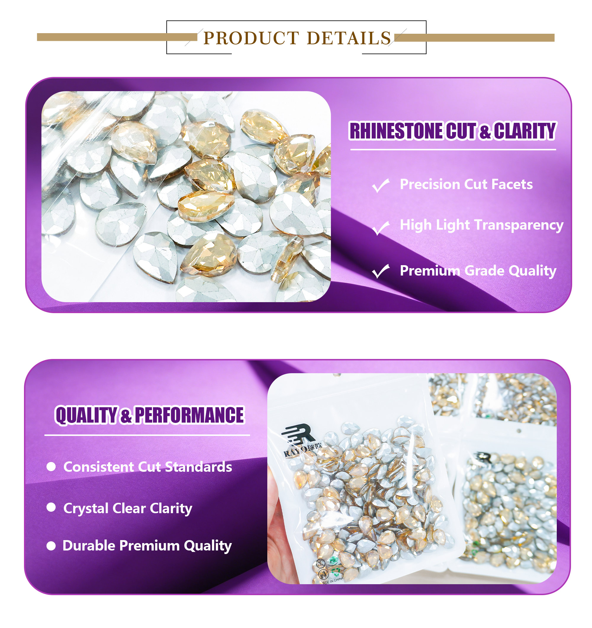 Glass Claw Sew-On Technique Flat Seam Rhinestone Loose Shoe Bag and Clothing Accessories Wholesale for Garments 3