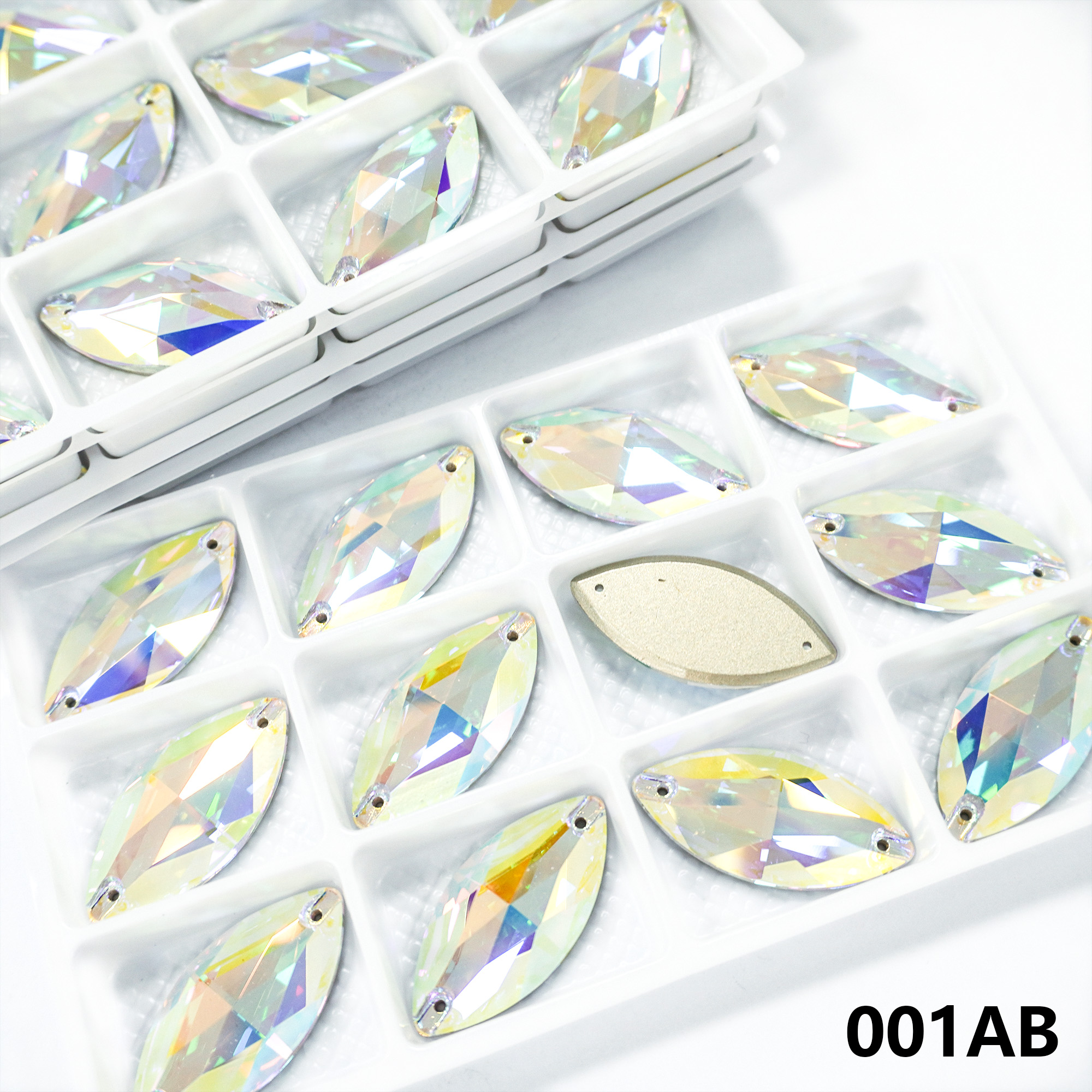 K9 Sew on Multiple Sizes and Shapes Crystal AB Glass Flatback Strass Square Rhinestones for Bling T-shirt and Wedding Dress 7