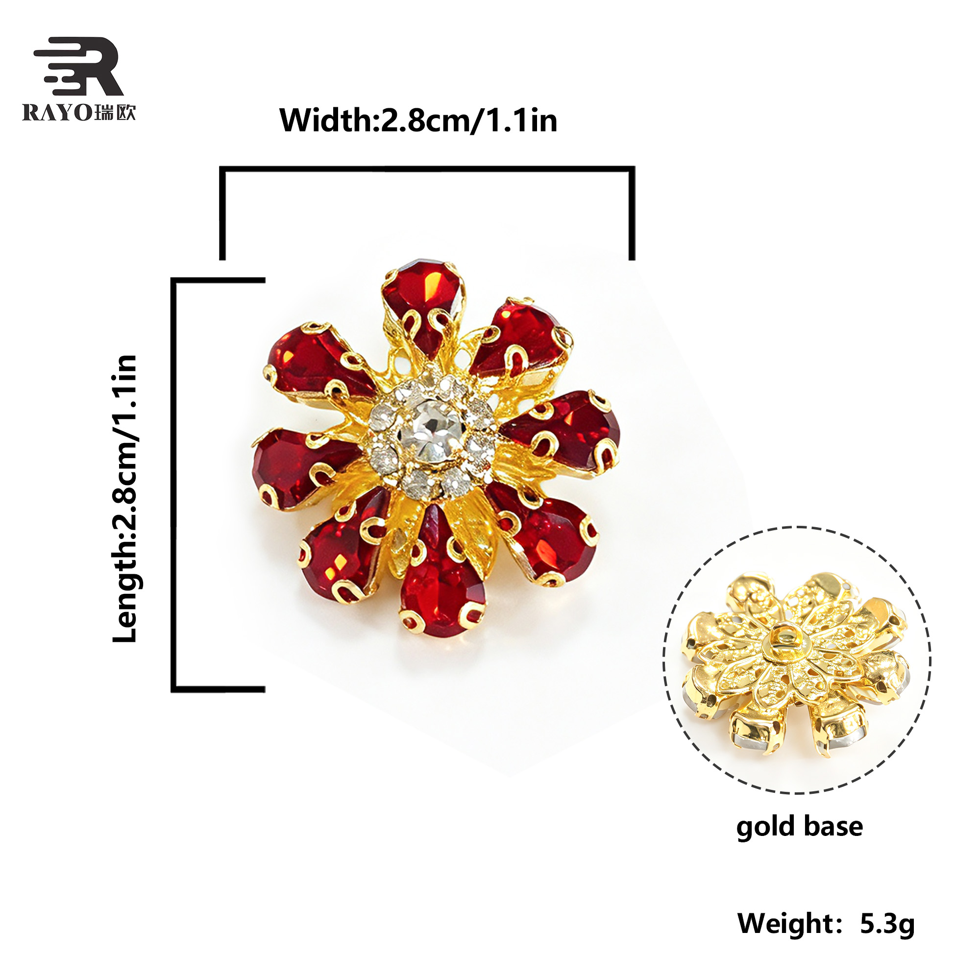 DIY Sewing Accessories Wholesale Luxury Fashion Rhinestone Flower Metal Rhinestone Buttons for Clothing 6