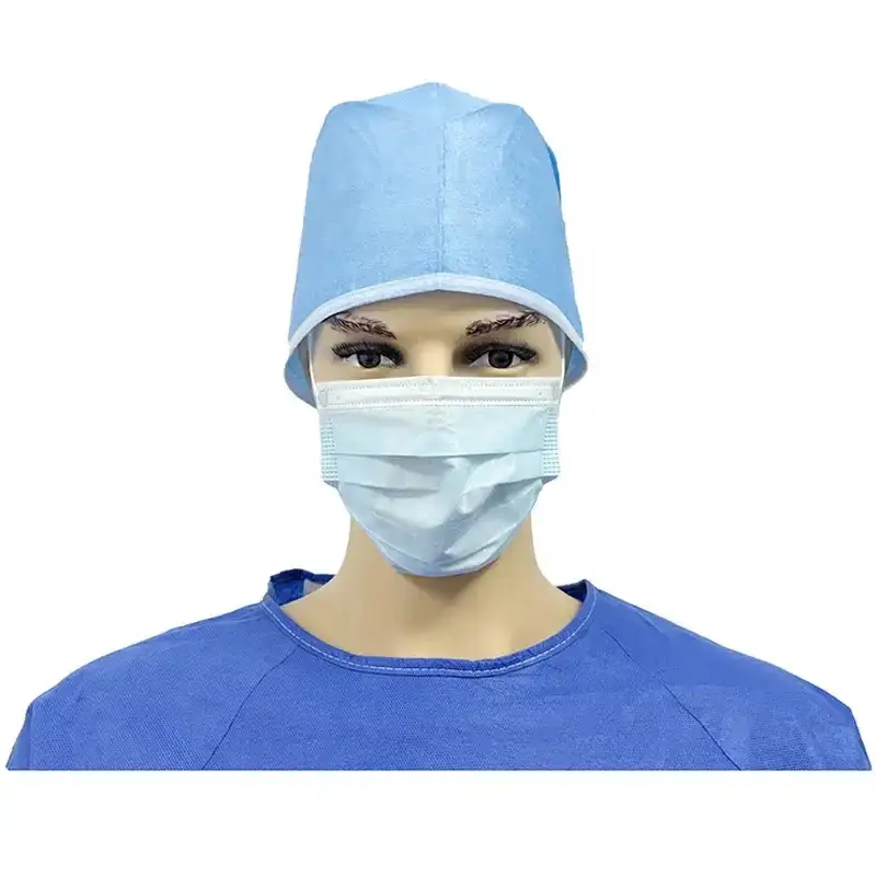 Non-woven Disposable Doctor Cap Fabric Scrim Operation Room Surgeon Hat Tie On Surgical Cap 1