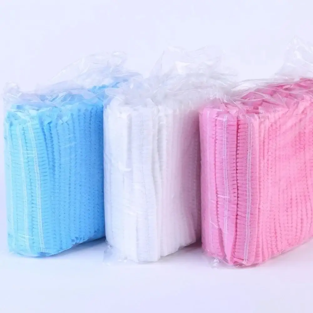 Disposable Non Woven Mob Cap Clip Cap Hairnet Elastic Non Woven Disposable Hairnet 1