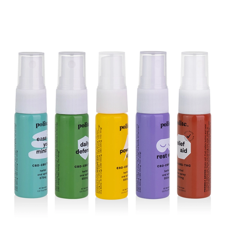 Custom Luxury Cylindrical Empty Packaging CBD Glass Spray Colorful Bottles 30ml  BEST-10540 1