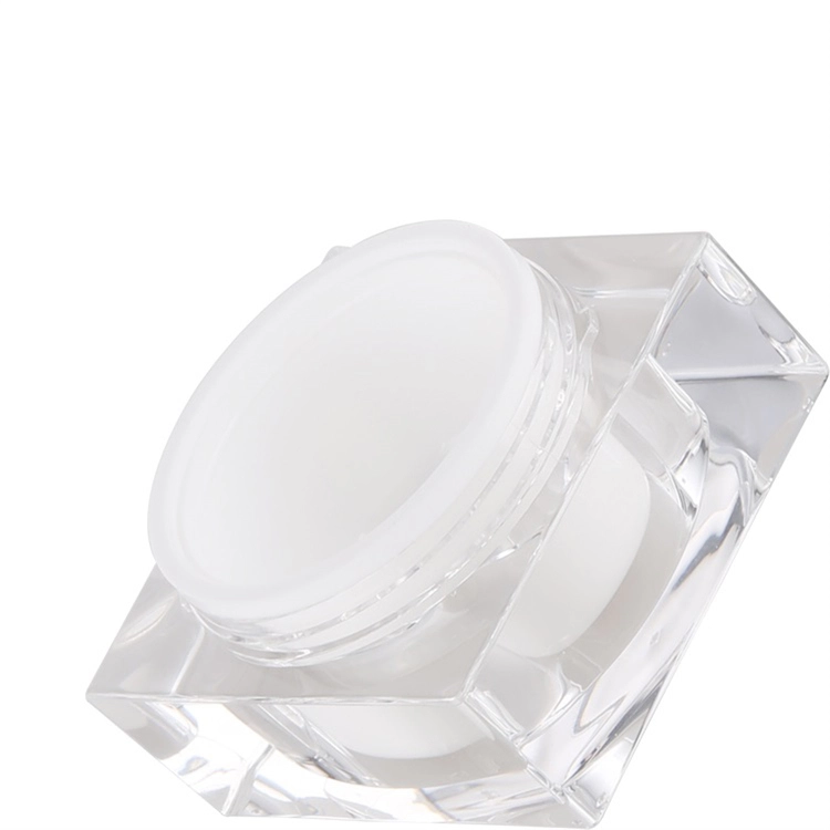Square Acrylic Plastic Jars with sensitive pads white cover cosmetics crystal jar skin care cream jar BEST-40089 1