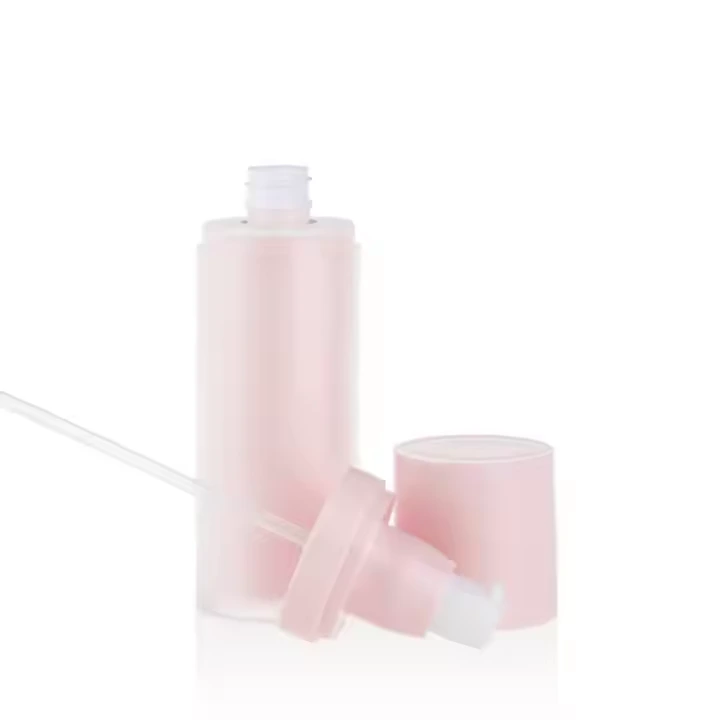 Beautiful Cosmetic Packaging Plastic Body Lotion Jar 30ml 50ml 100ml Light Frosted Pink Double Wall Plastic Bottle with Pump BEST-70428 1