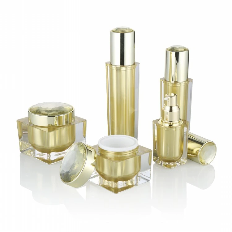 Diamond-shaped Lid Gold Luxury Acrylic Plastic Cream Jar Skincare Packaging 15g 30g 50g Empty Cosmetic Jar for Skin Care BEST-40010 1