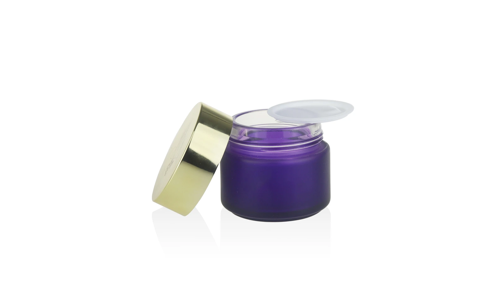 Luxury Embossed Glass Cosmetic Jars | 20g/30g/50g/100g Designer Skincare Packaging | UV Silk-Screen Printed Violet Glass  BEST-30878 1