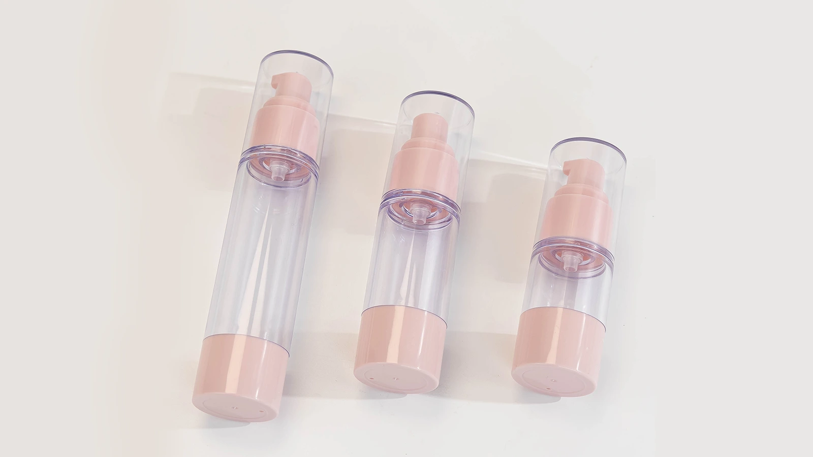 Beautiful Design Refillable Airless Bottle Clear Plastic Lotion Bottle 15ml 30ml 50ml with Pink Pump and Bottom BEST-45360 1