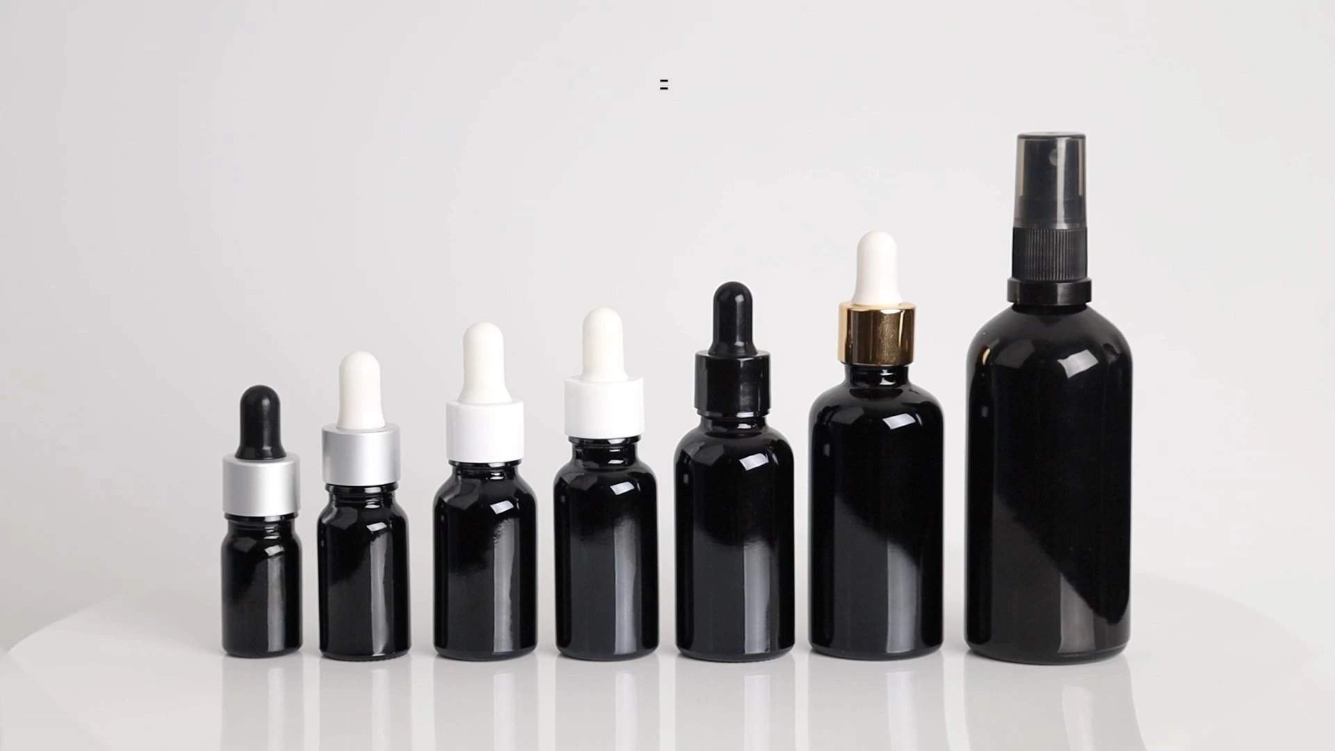 Multi-Size Glass Essential Oil Bottles (5ml-100ml) – Black Cosmetic Pump & Dropper Options BEST-60333 1