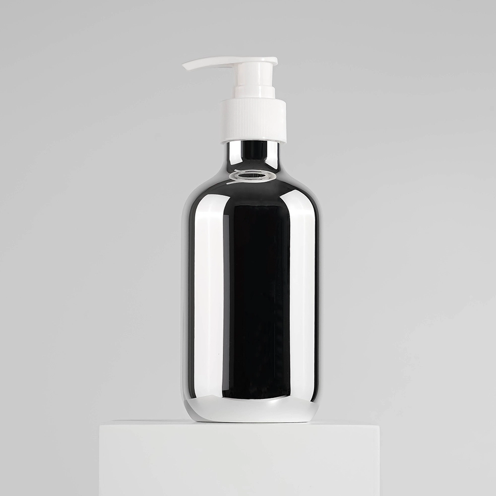 Electroplated Luxury PET Pump Bottle 500ml - Silver Round Container for Shampoo, Conditioner & Shower Gel | Leak-Proof Dispenser BEST-70826 1