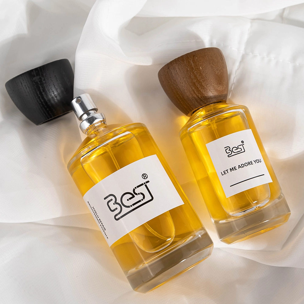 Custom Perfume Bottle with Wooden Cap | Customizable 50ml & 100ml Clear Glass for Premium Packaging BEST-23346 1