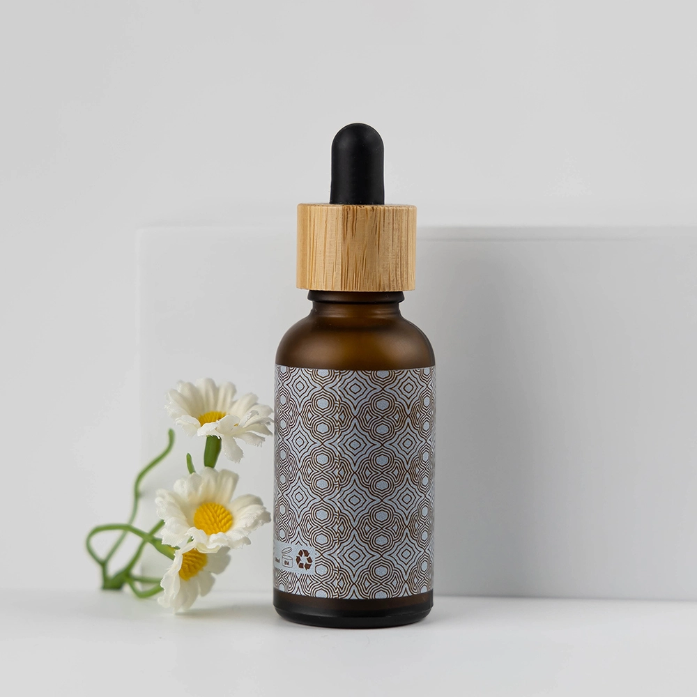 Private Label 30ml Glass Bottle | Bamboo Dropper & 3D Label for Custom Essential Oil & Serum Packaging BEST-B22139 1