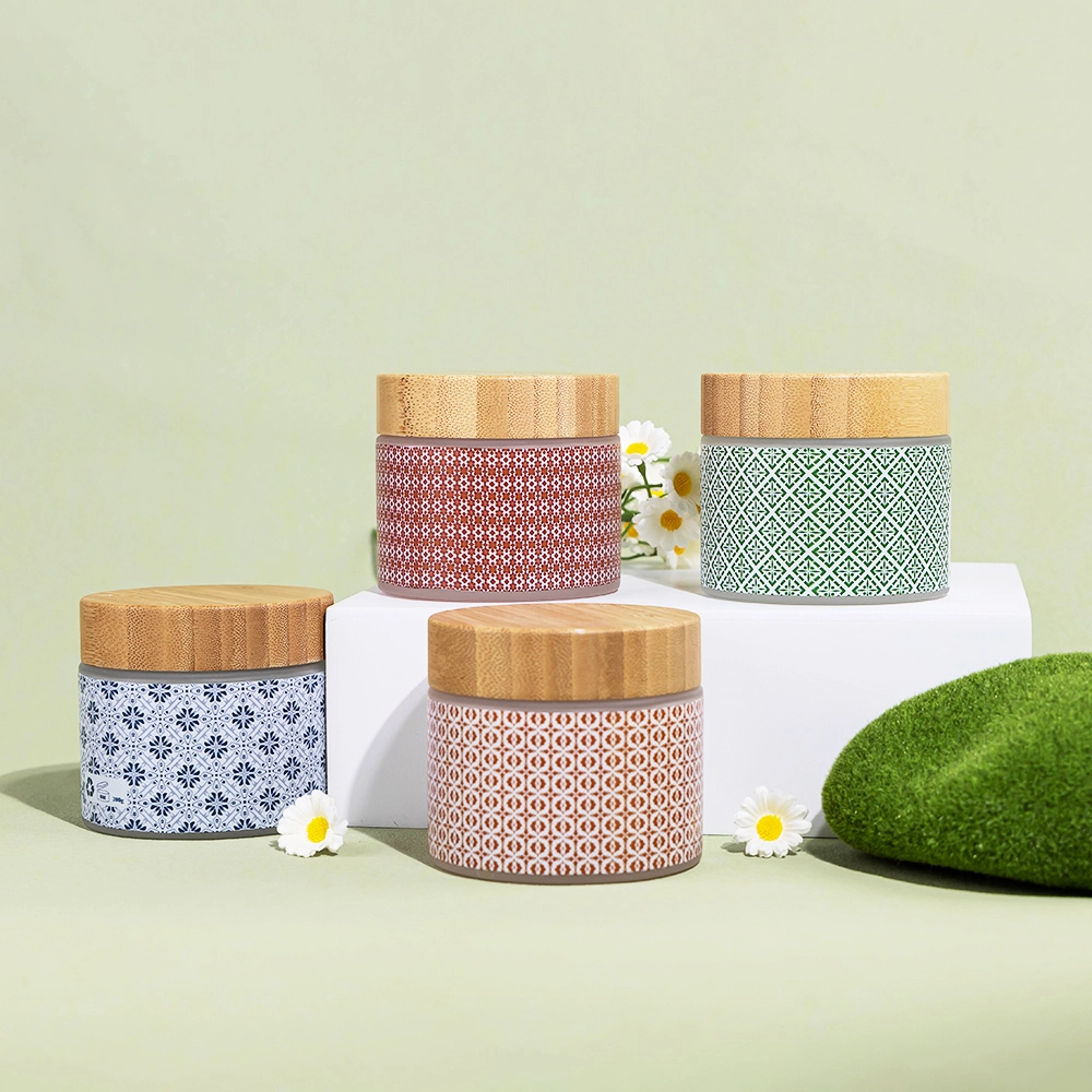 200g Glass Cream Jar with Bamboo Lid & 3D Label | Private Label Cosmetic Packaging BEST-B23203 1